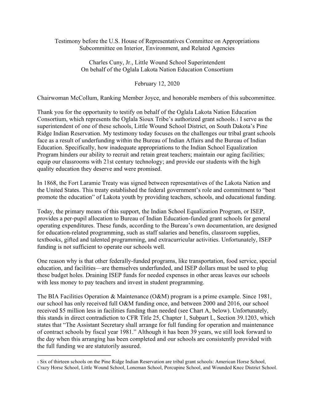 Testimony Before the U.S. House of Representatives Committee on Appropriations Subcommittee on Interior, Environment, and Related Agencies