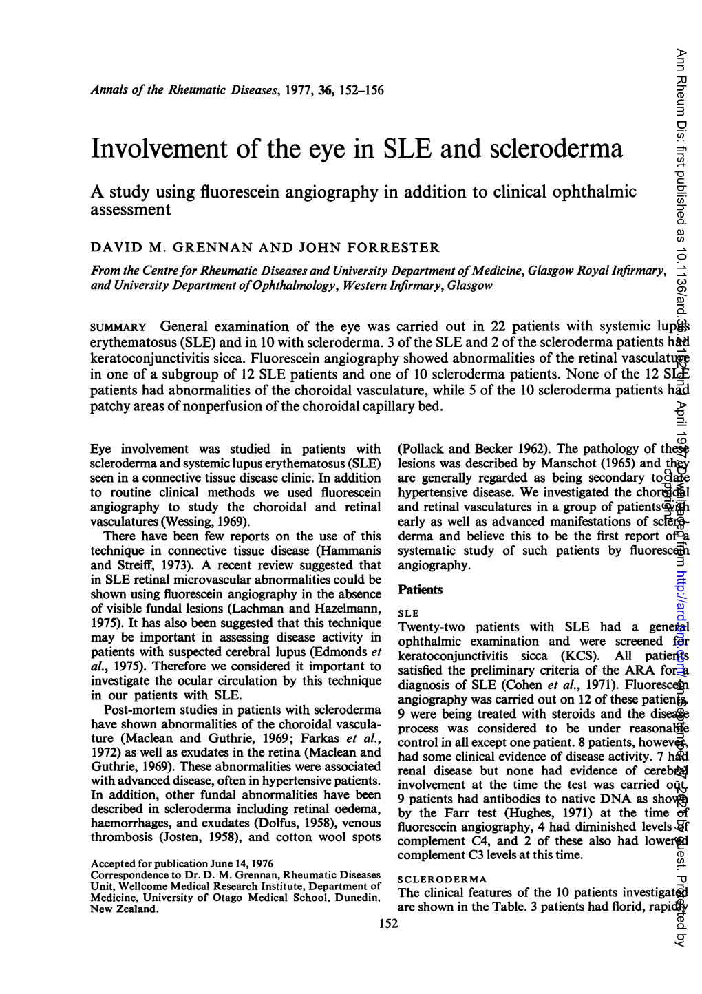 Involvement of the Eye in SLE and Scleroderma a Study Using Fluorescein Angiography in Addition to Clinical Ophthalmic Assessment