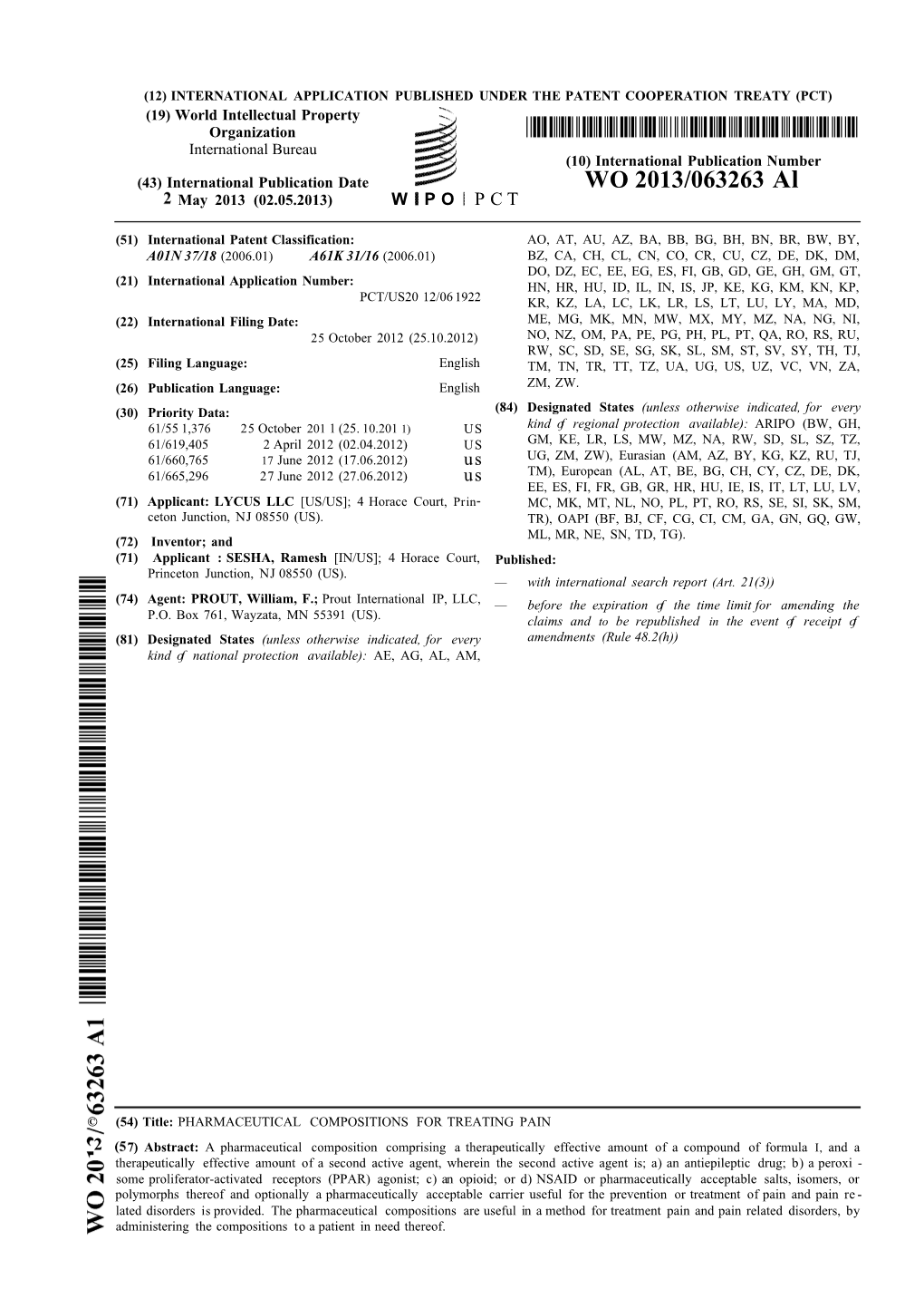 WO 2013/063263 Al May 2013 (02.05.2013) W P O P C T