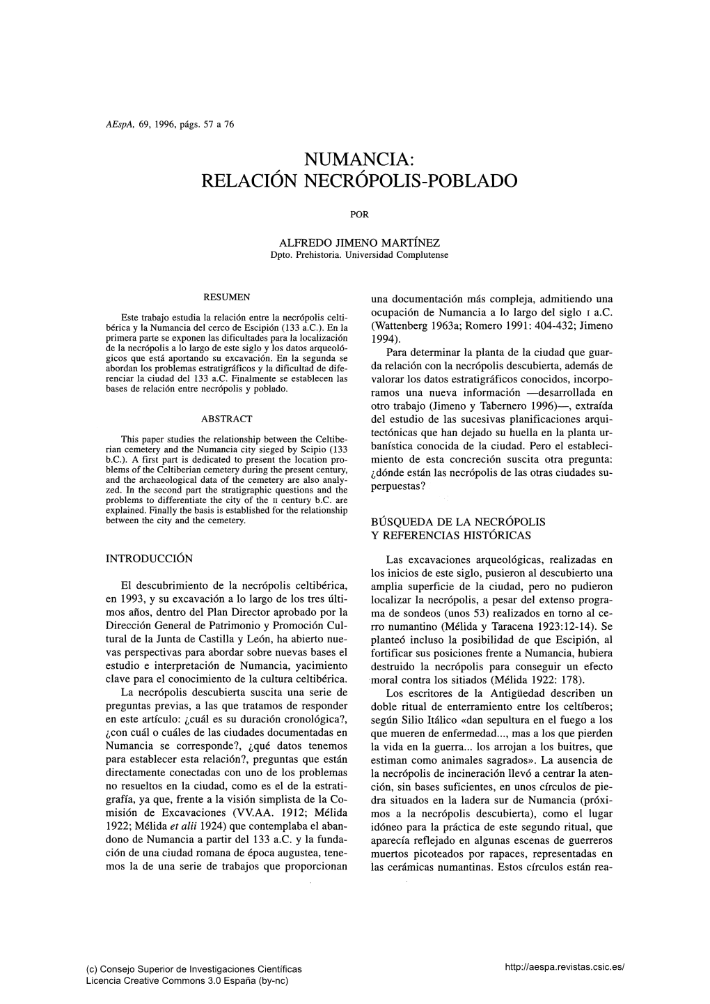 Numancia: Relación Necrópolis-Poblado