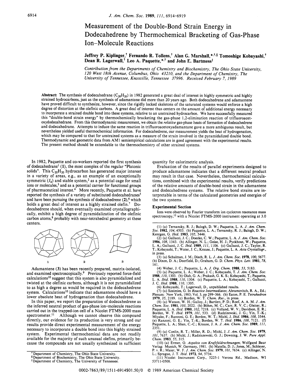 Measurement of the Double-Bond Strain Energy in Dodecahedrene by Thermochemical Bracketing of Gas-Phase Ion-Molecule Reactions