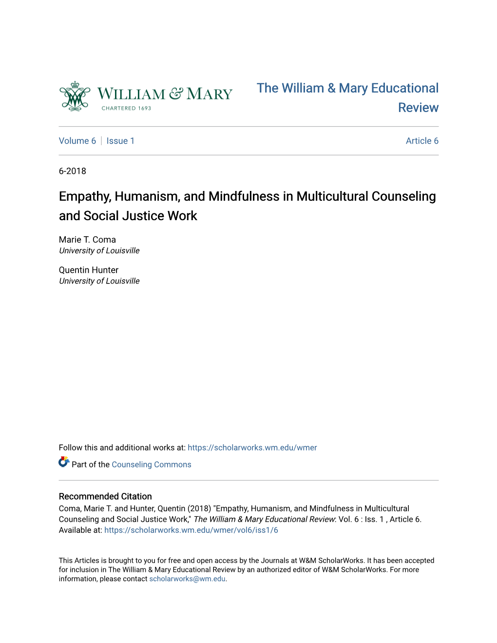 Empathy, Humanism, and Mindfulness in Multicultural Counseling and Social Justice Work