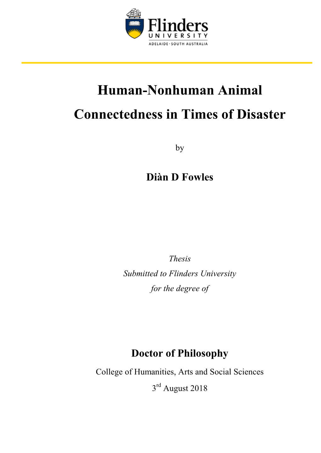 Human-Nonhuman Animal Connectedness in Times of Disaster
