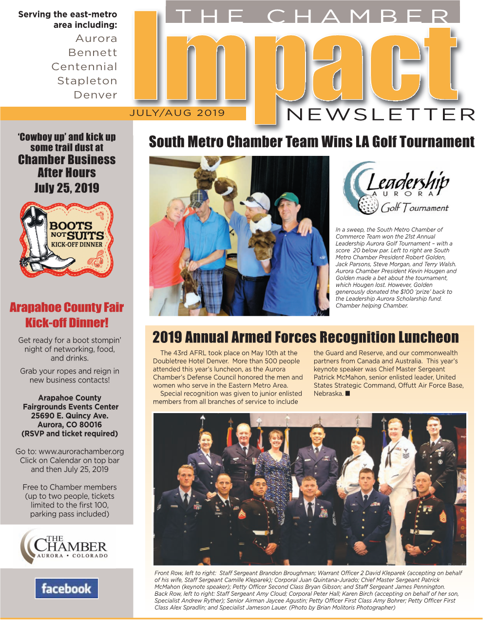 THE CHAMBER Aurora Bennett Centennial Stapleton Denver JULY/AUG 2019 NEWSLETTER