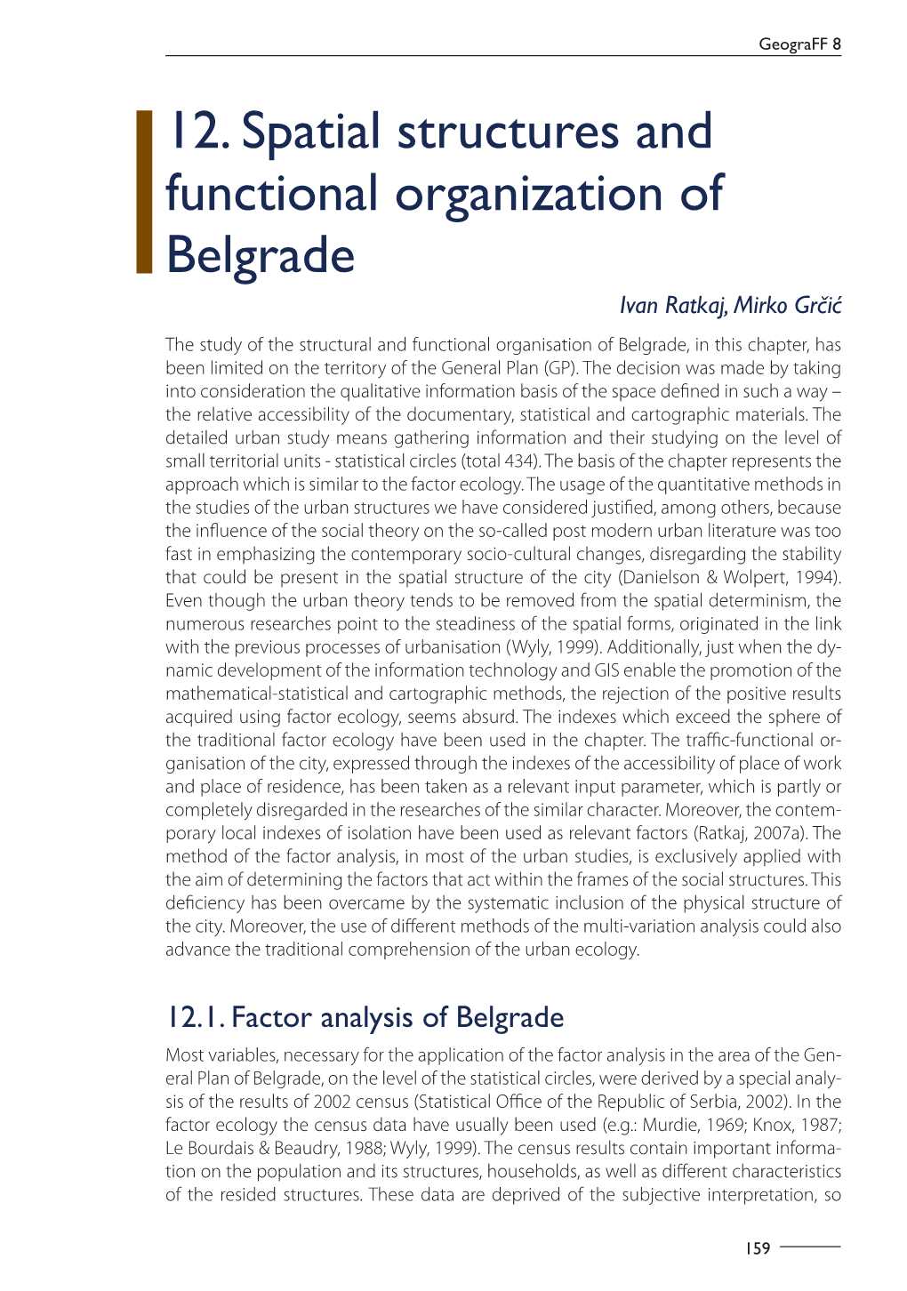 12. Spatial Structures and Functional Organization of Belgrade