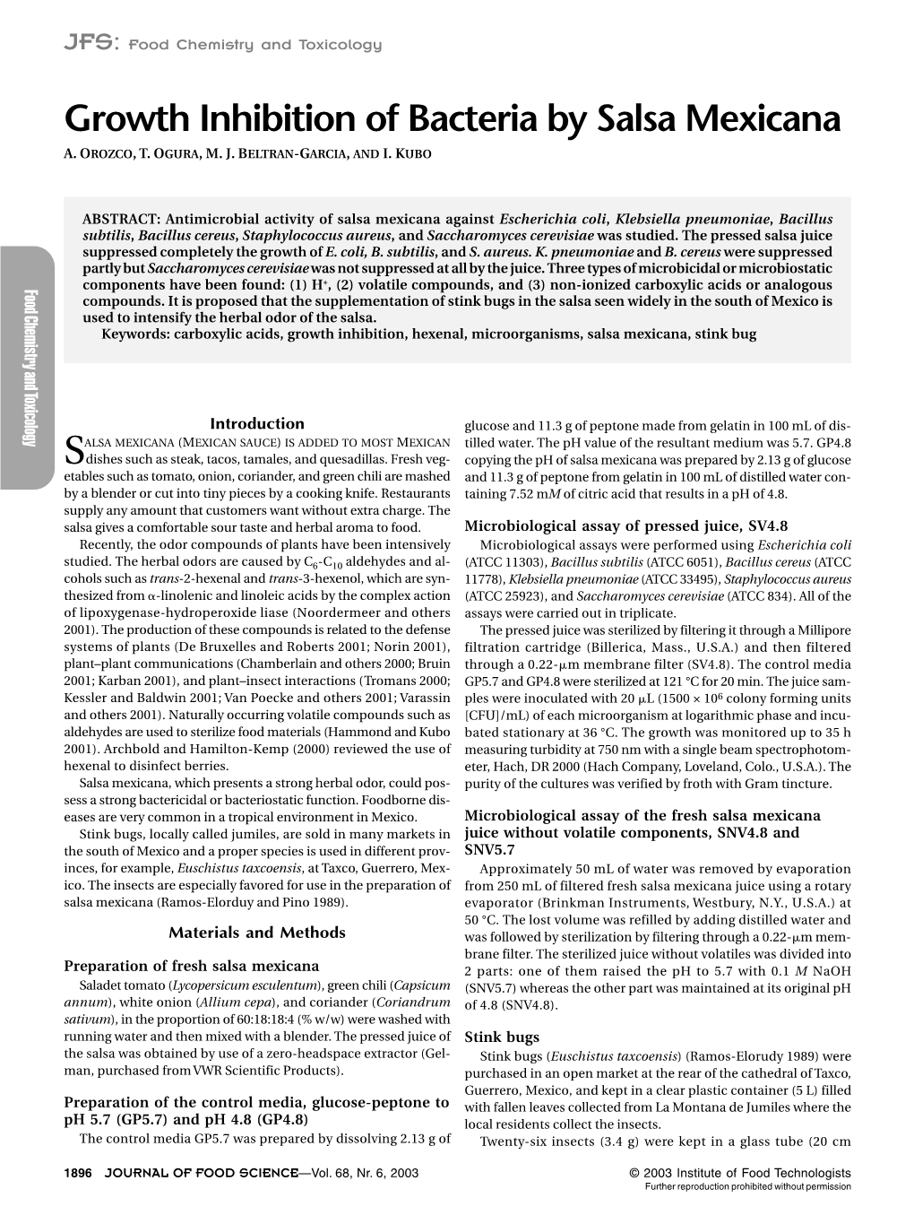 Growth Inhibition of Bacteria by Salsa Mexicana A