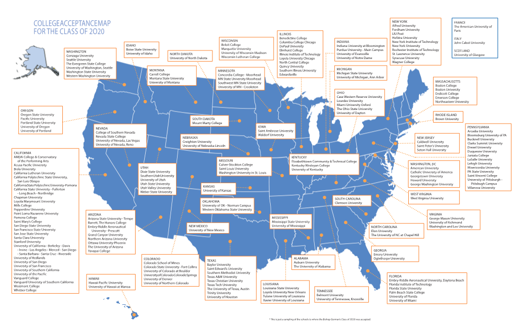 College Acceptance Map for the Class of 2O20