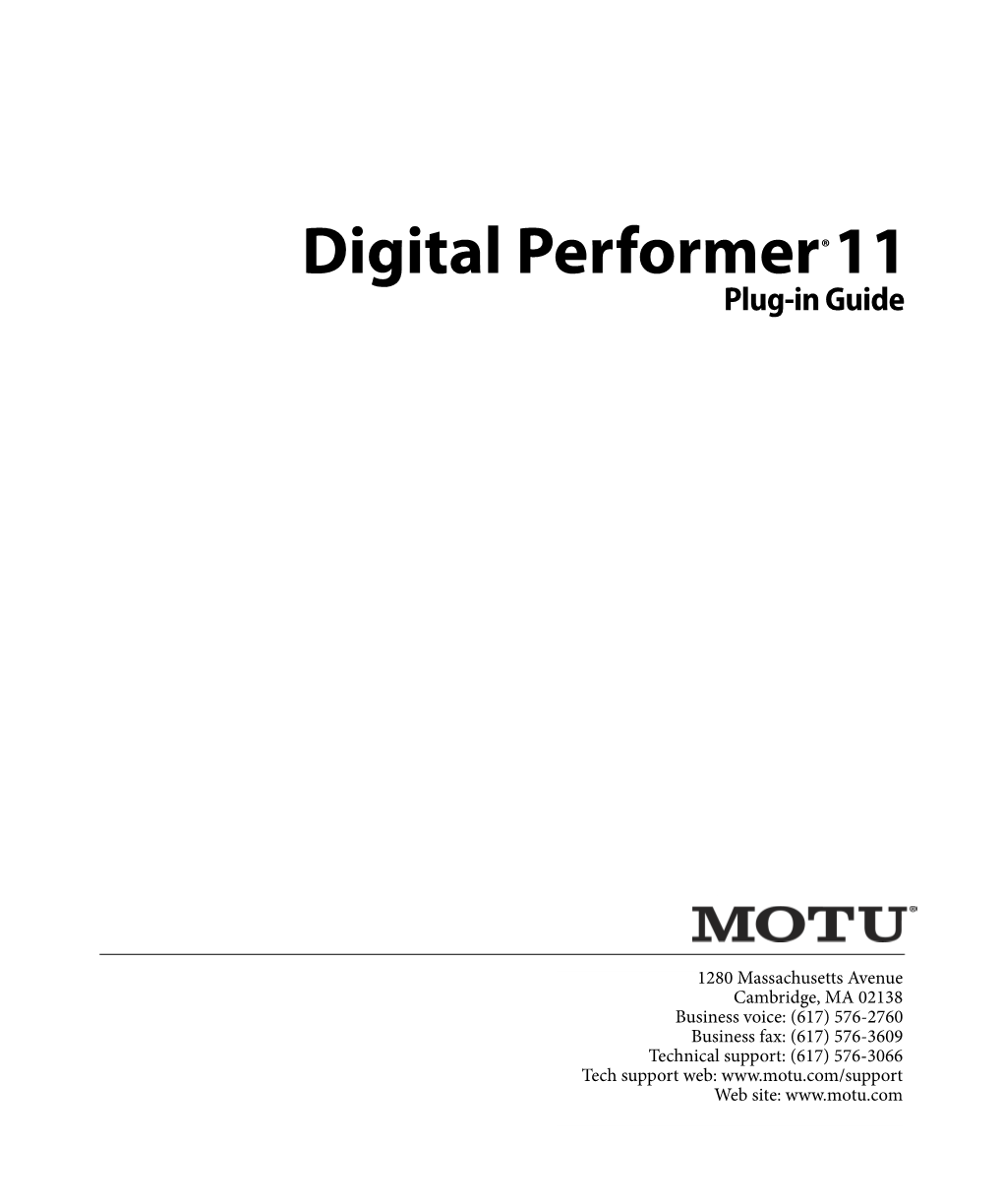 Digital Performer Plug-Ins Guide