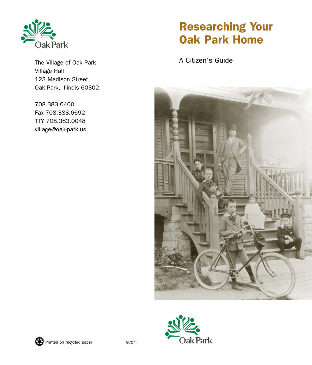 Researching Your Oak Park Home