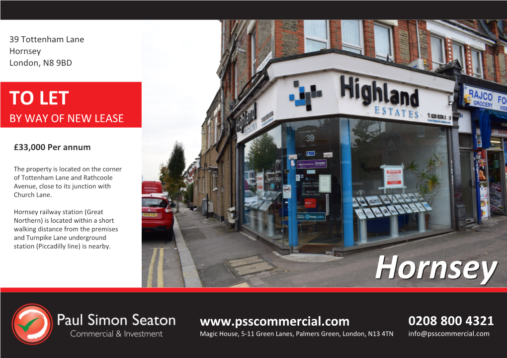 Hornsey London, N8 9BD to LET by WAY of NEW LEASE