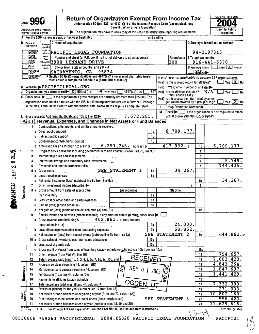 Return of Orgai:Hzati~On Exempt from Income Tax D