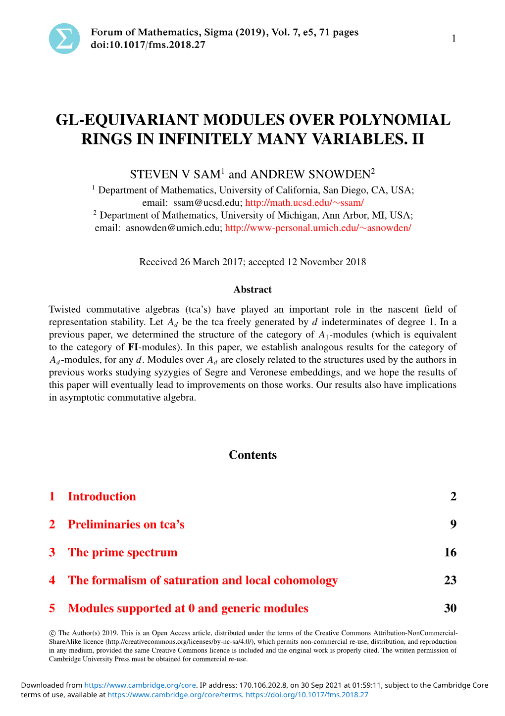Gl-Equivariant Modules Over Polynomial Rings in Infinitely Many Variables