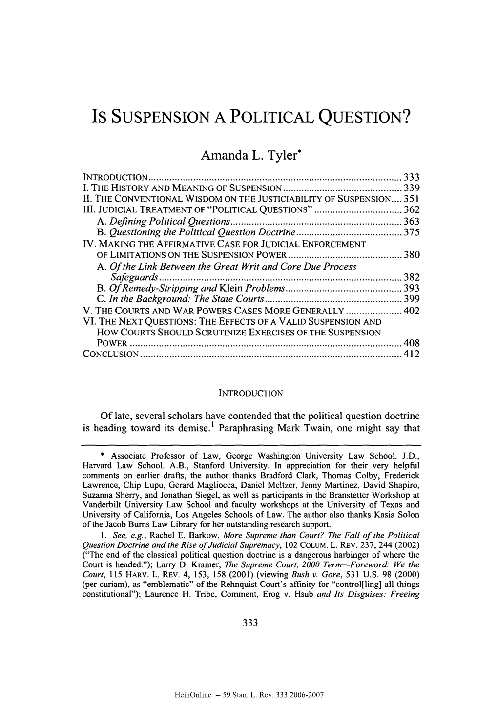 Is Suspension a Political Question?