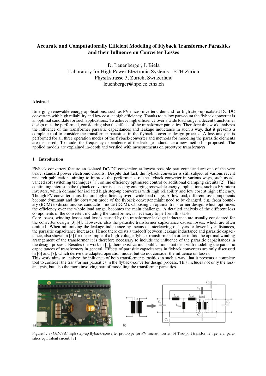 Leuenberger D., Biela J., Accurate Computationally Efficient Modeling