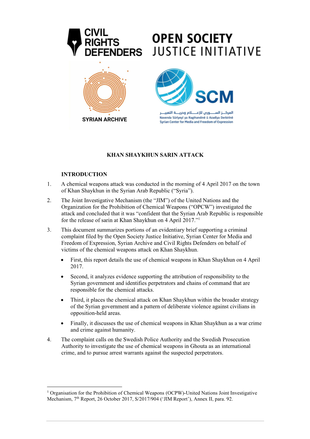 KHAN SHAYKHUN SARIN ATTACK INTRODUCTION 1. a Chemical