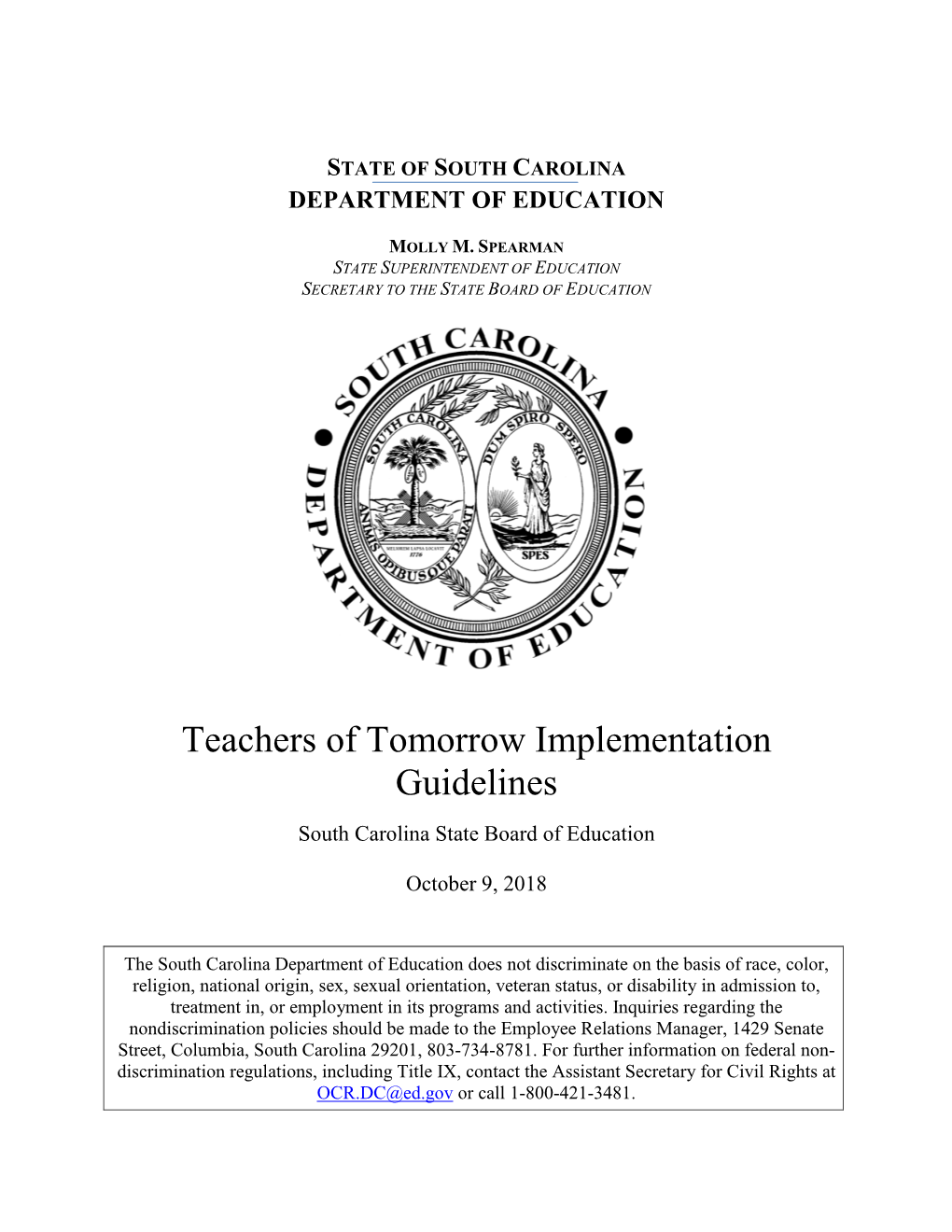 Teachers of Tomorrow Implementation Guidelines