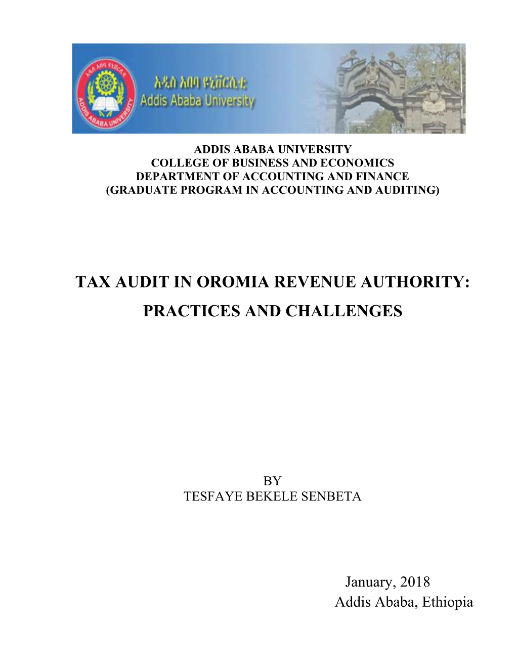 Tax Audit in Oromia Revenue Authority