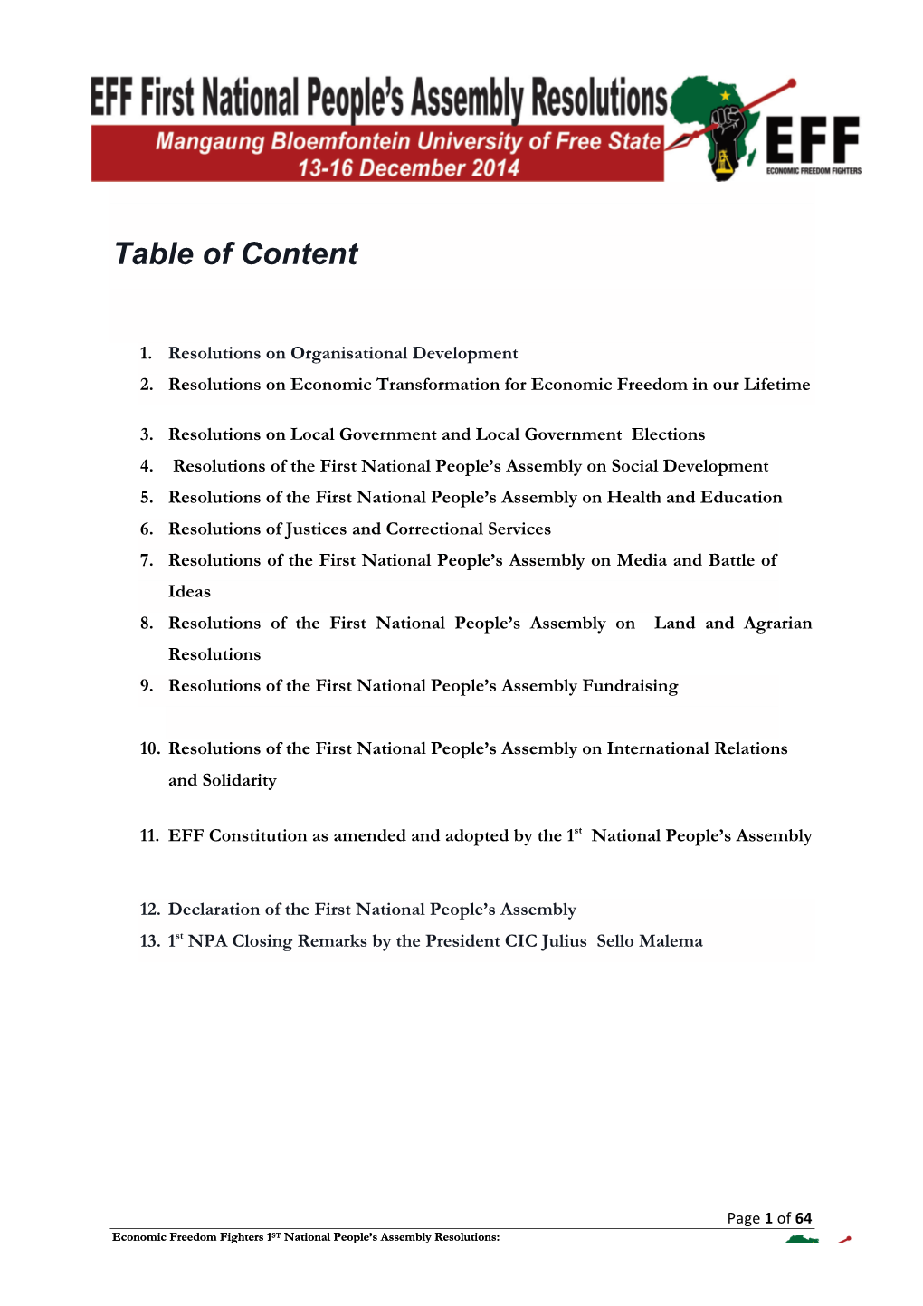 Table of Content