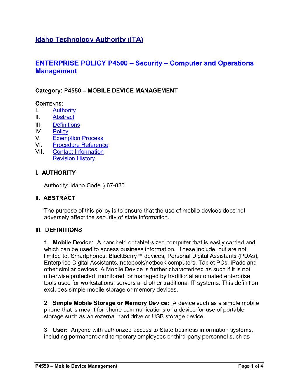 P4550 – Mobile Device Management