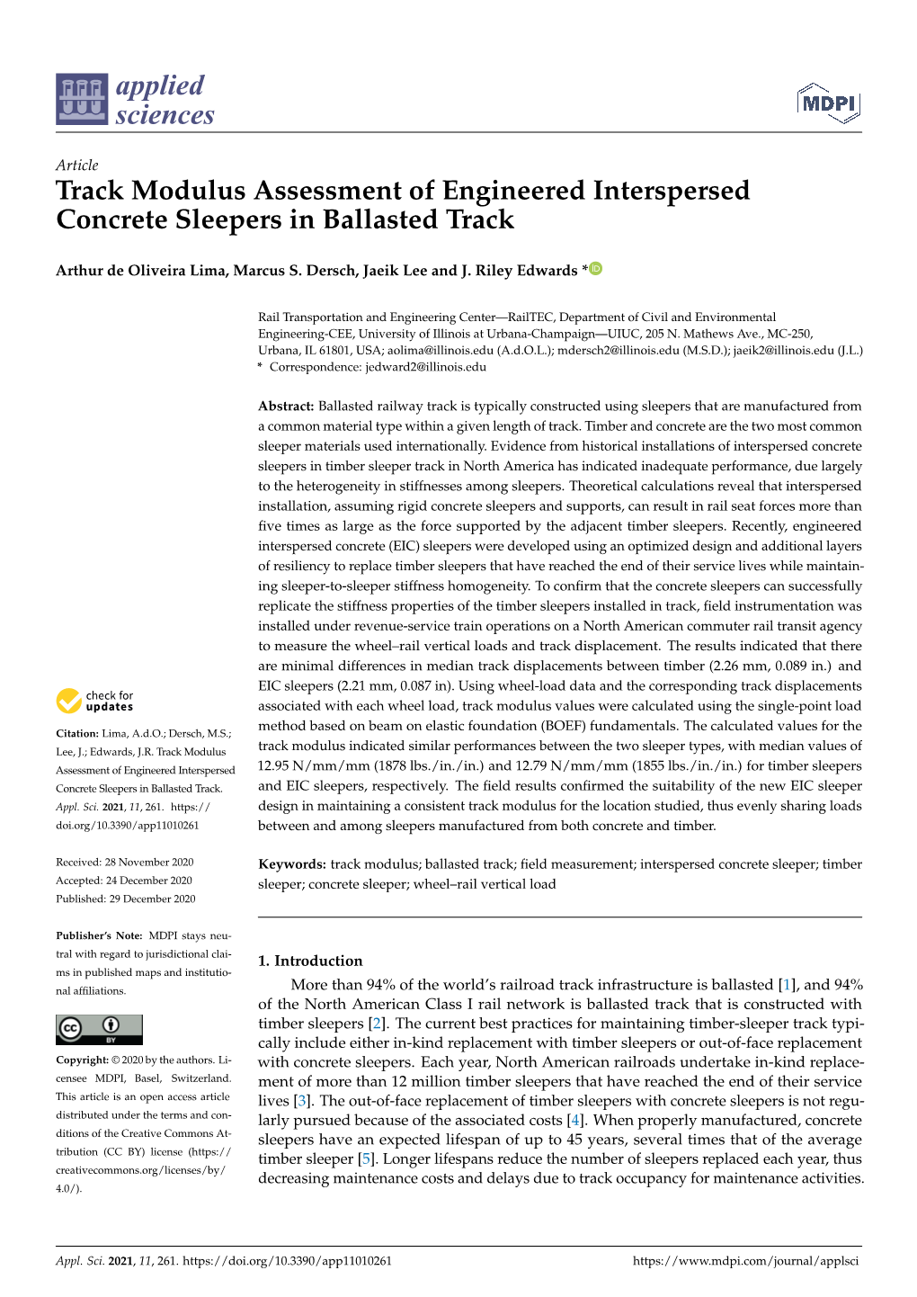 Track Modulus Assessment of Engineered Interspersed Concrete Sleepers in Ballasted Track