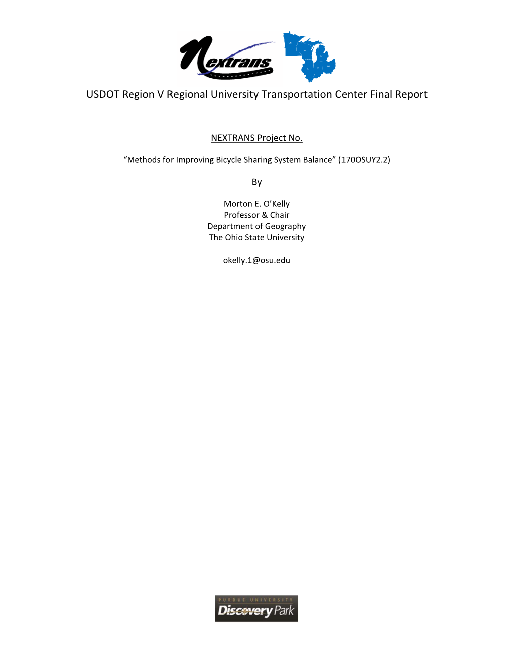 USDOT Region V Regional University Transportation Center Final Report