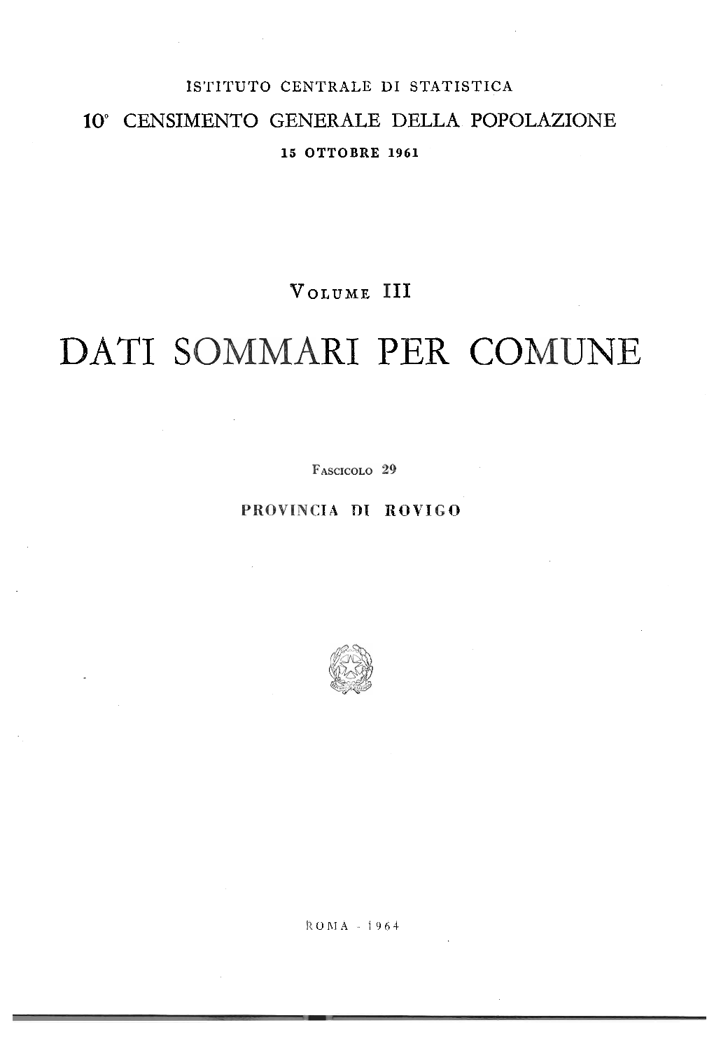 Dati Sommari Per Comune