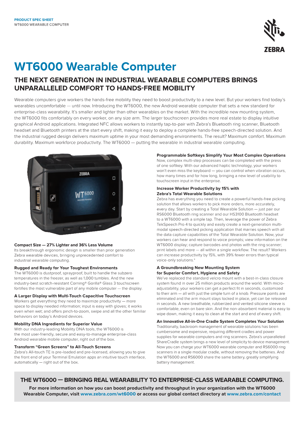 WT6000 Wearable Computer Specification Sheet