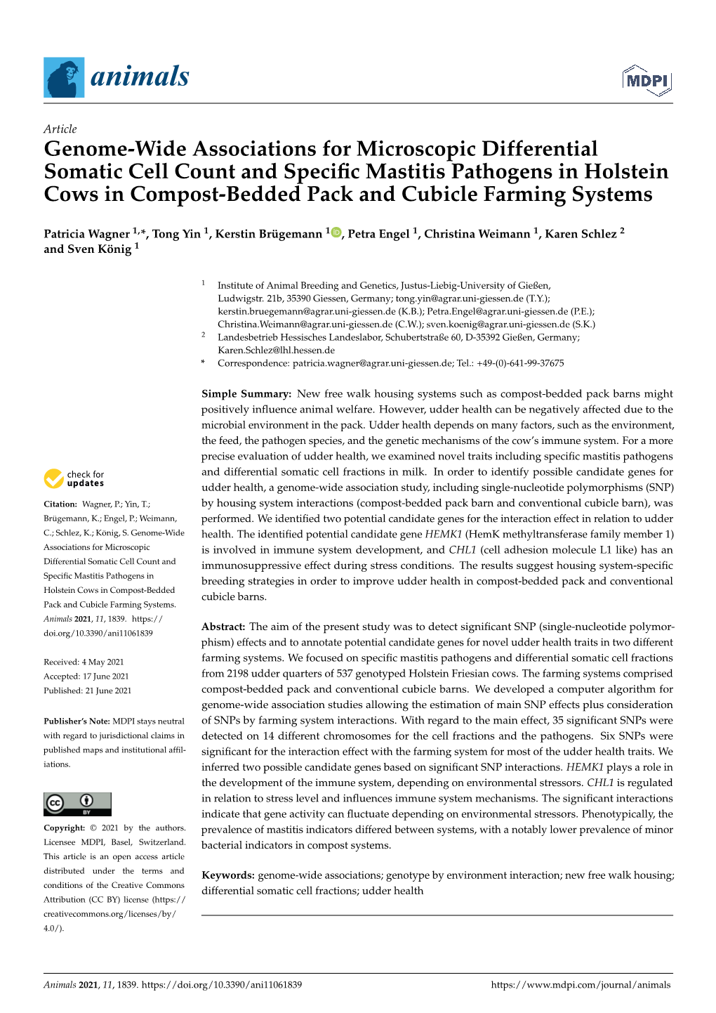 Genome-Wide Associations for Microscopic Differential Somatic