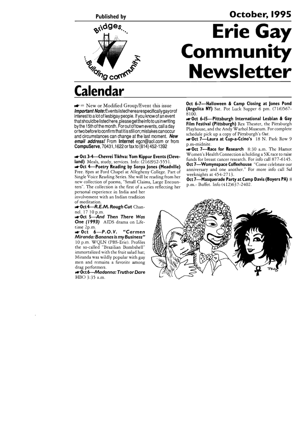 Erie Gay Community Newsletter Calendar