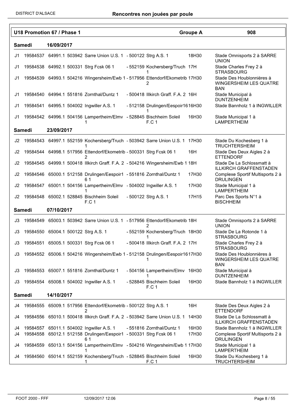 U18 Promotion 67 / Phase 1 Groupe a 908