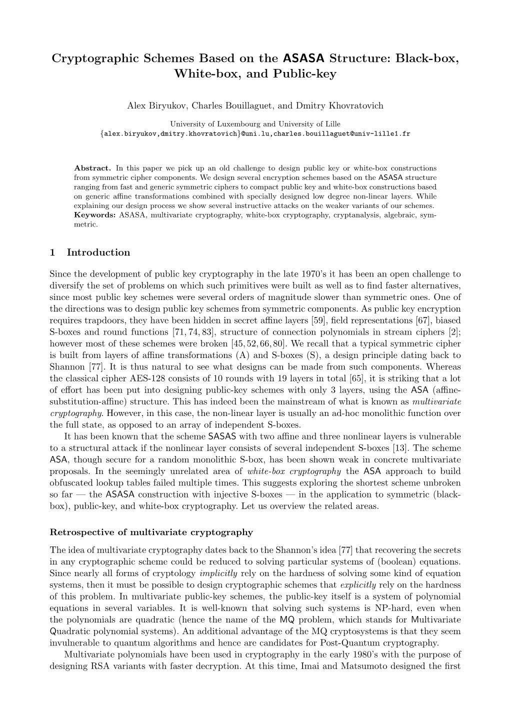 Cryptographic Schemes Based on the ASASA Structure: Black-Box, White-Box, and Public-Key