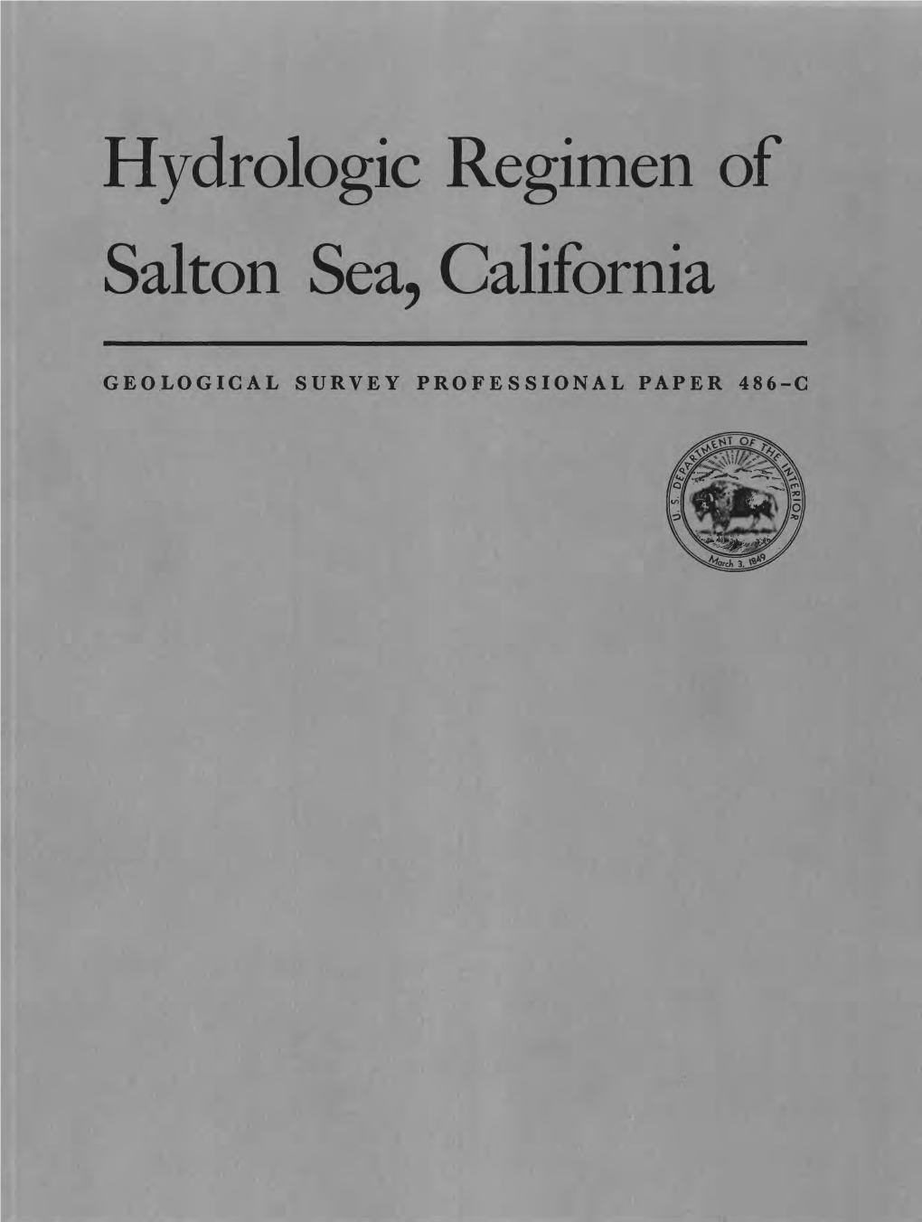 Hydrologic Regimen of Salton Sea, California