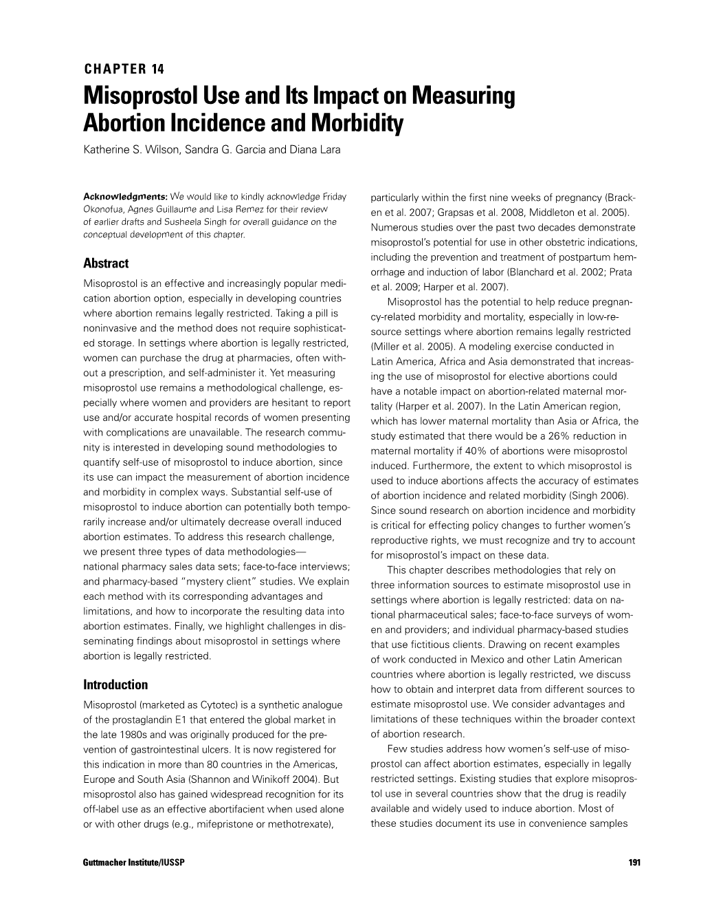 Misoprostol Use and Its Impact on Measuring Abortion Incidence and Morbidity Katherine S