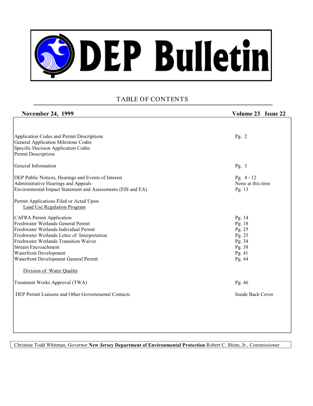 DEP Bulletin, 11/24/99