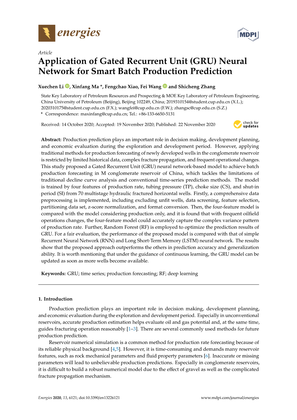 Application of Gated Recurrent Unit (GRU) Neural Network for Smart Batch Production Prediction