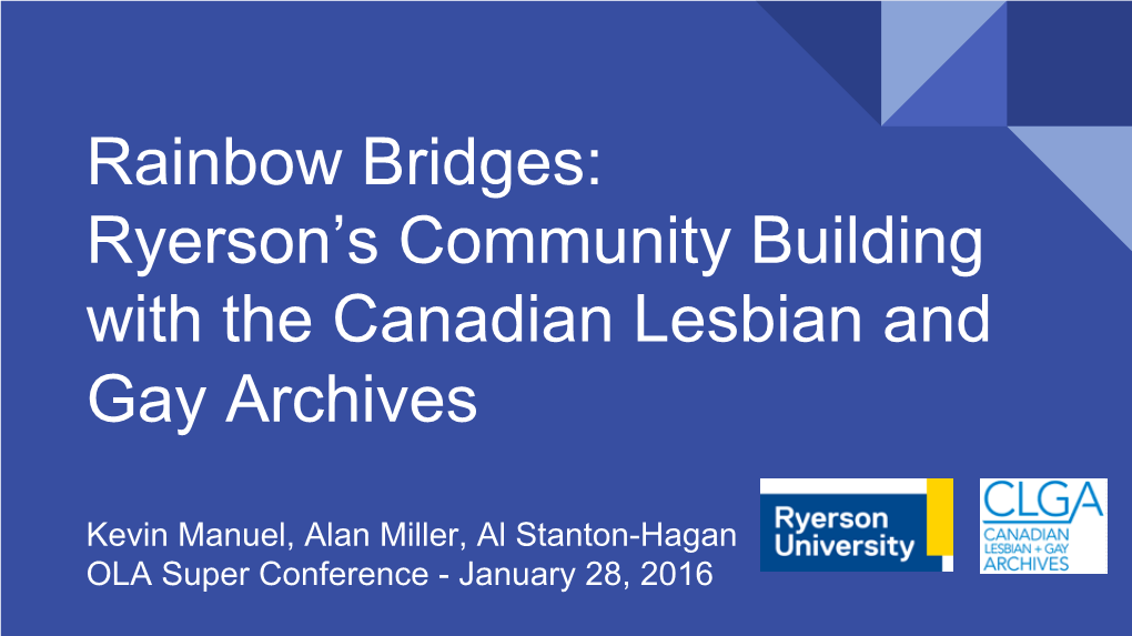 Ryerson's Community Building with the Canadian Lesbian