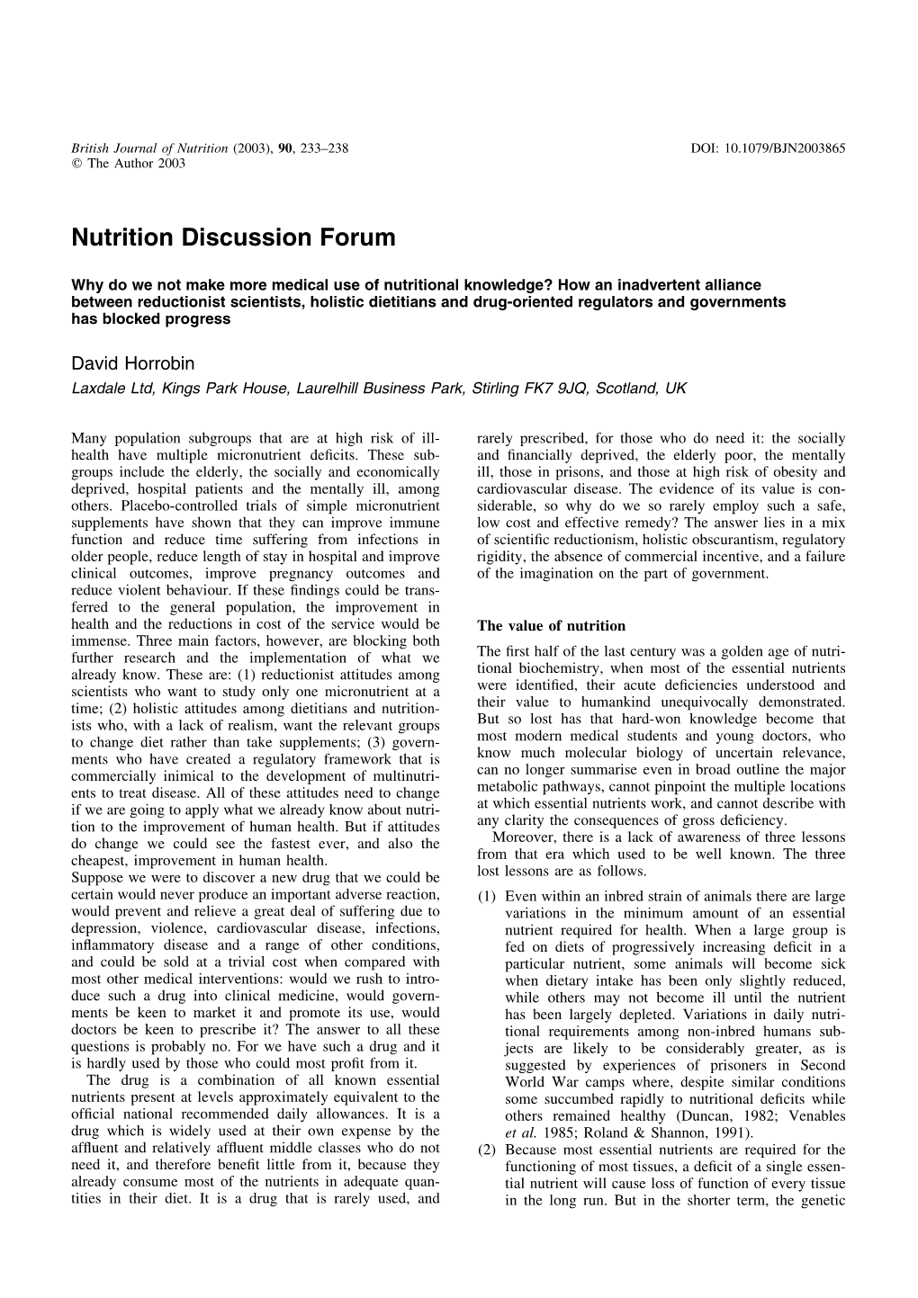Nutrition Discussion Forum