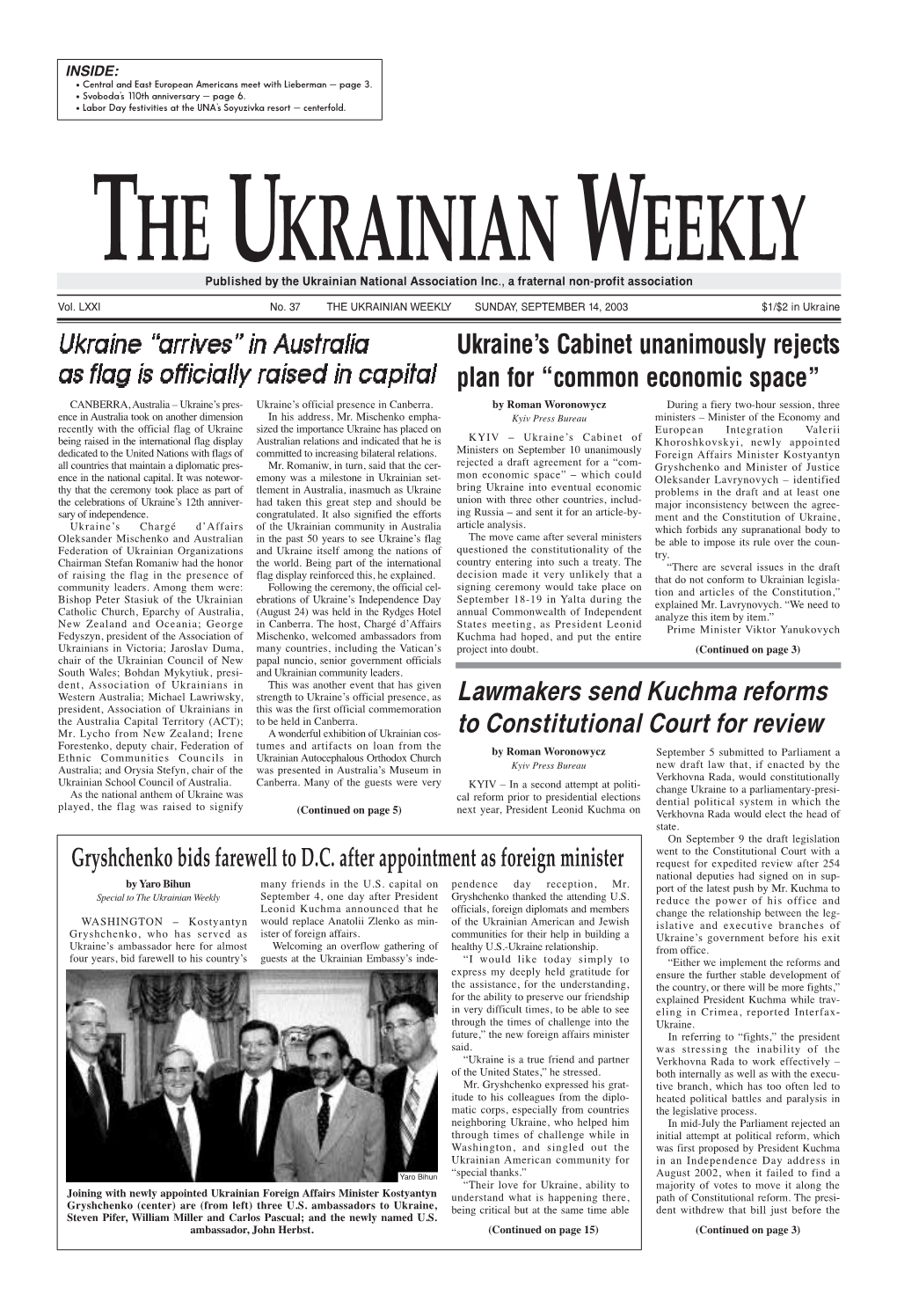 The Ukrainian Weekly 2003, No.37