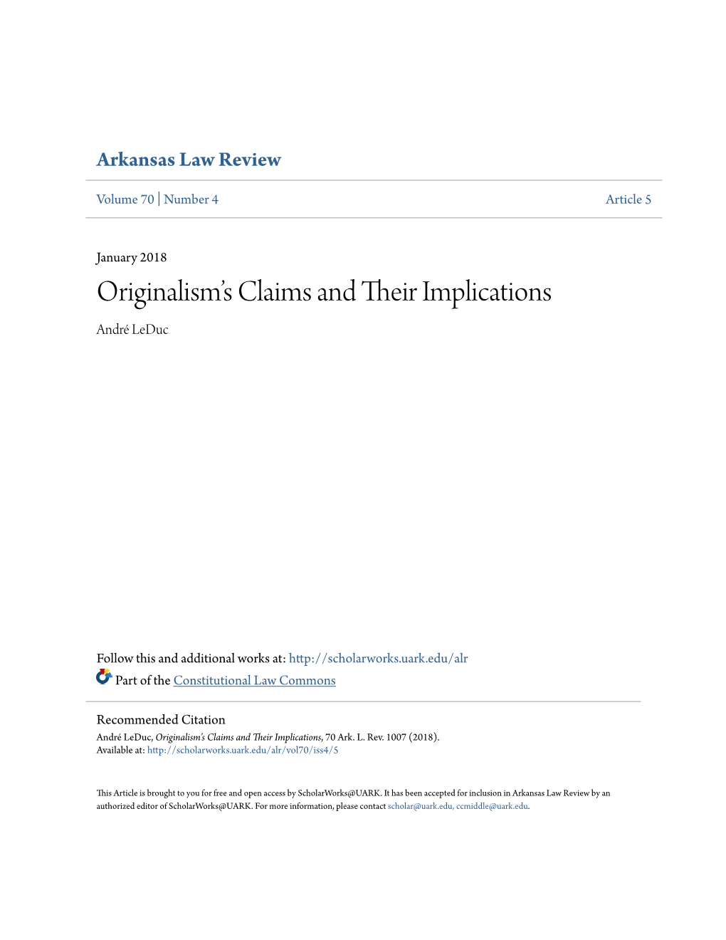 Originalism's Claims and Their Implications