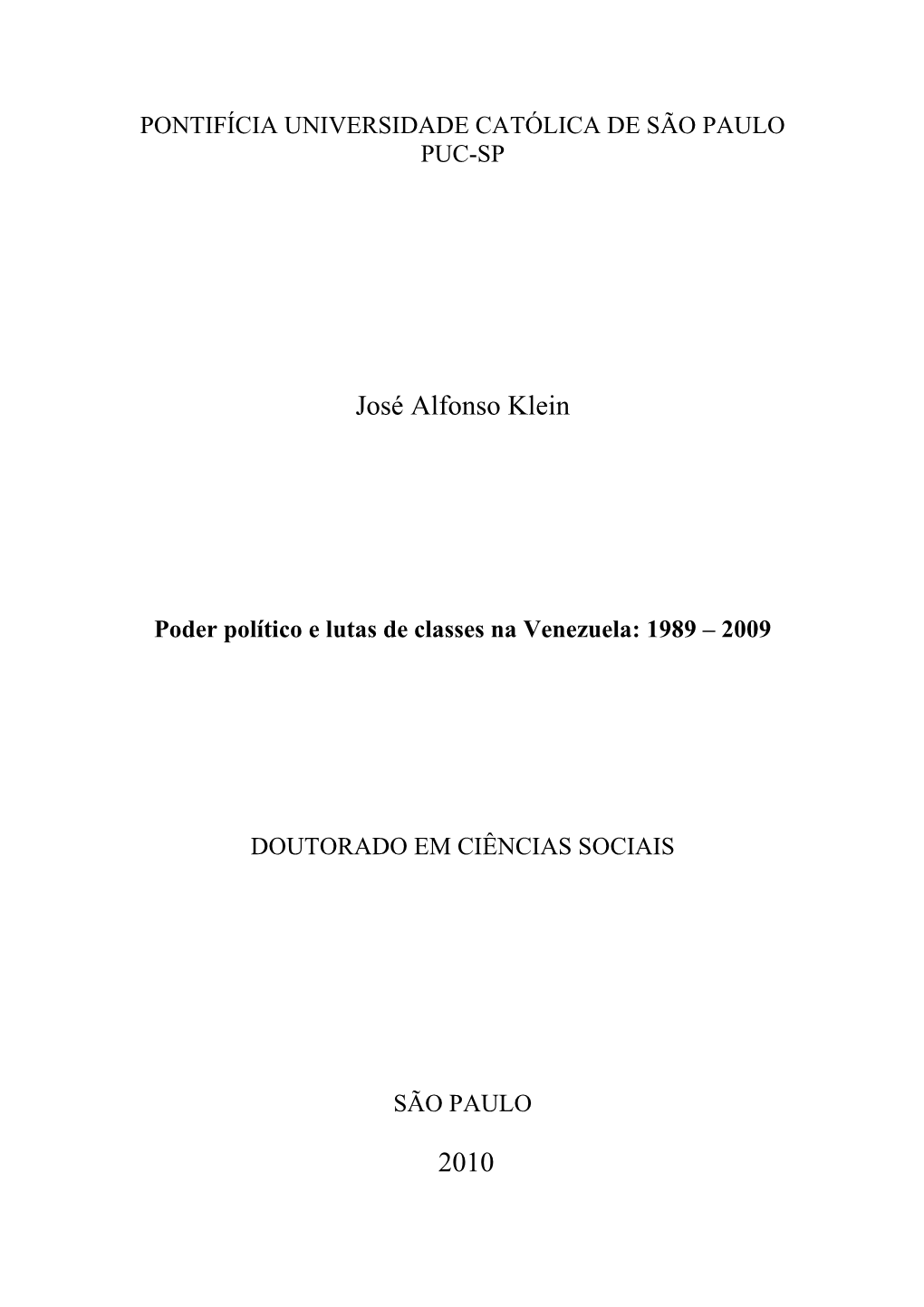 Poder Político E Lutas De Classes Na Venezuela: 1989 – 2009