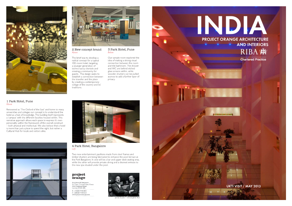 INDIA PROJECT ORANGE ARCHITECTURE and INTERIORS 2 New Concept Brand 3 Park Hotel, Pune Above Below