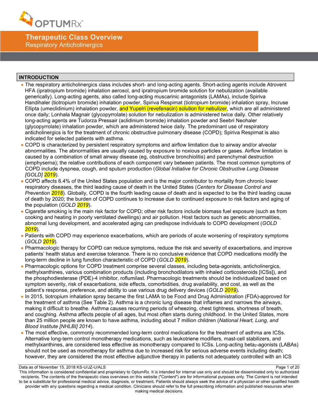 Respiratory Anticholinergics