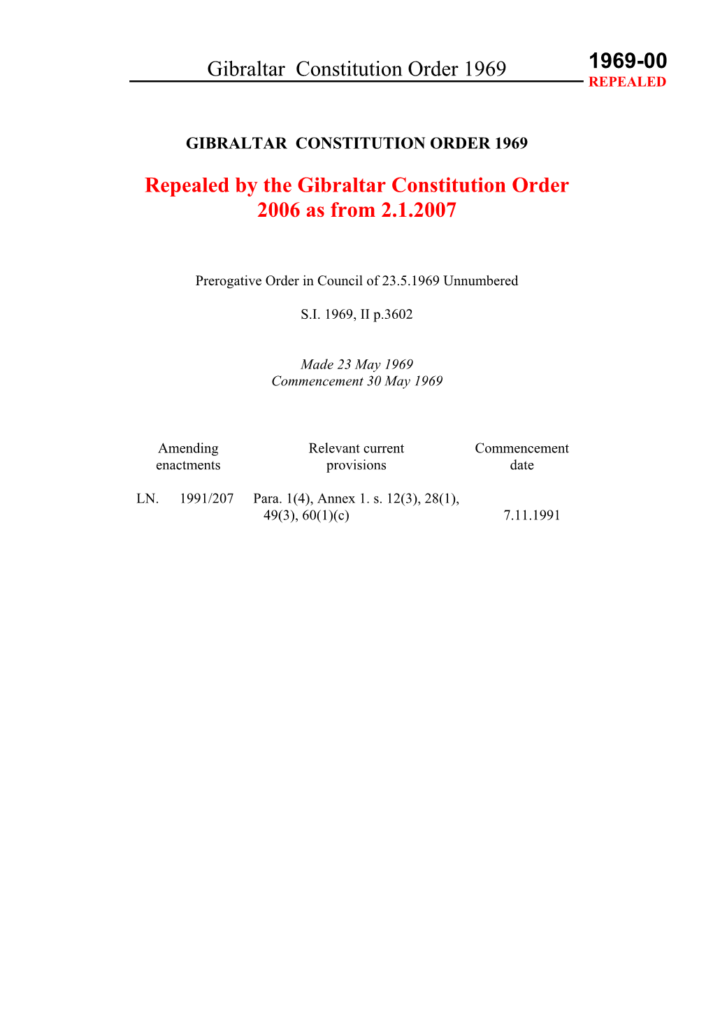 Repealed by the Gibraltar Constitution Order 2006 As from 2.1.2007