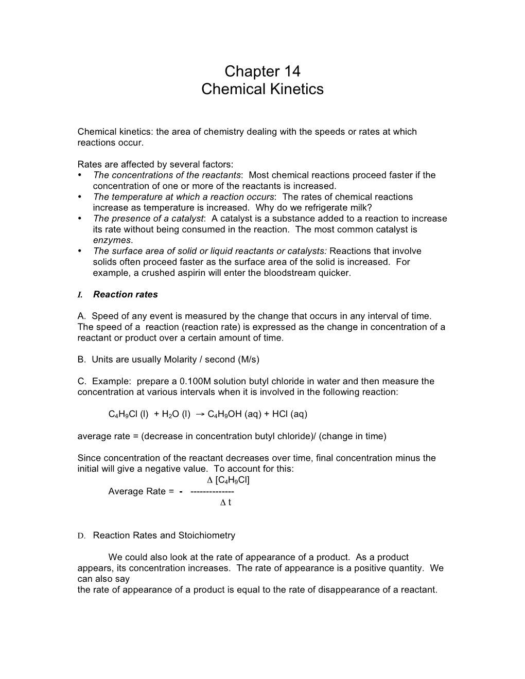 Chapter 14 Chemical Kinetics