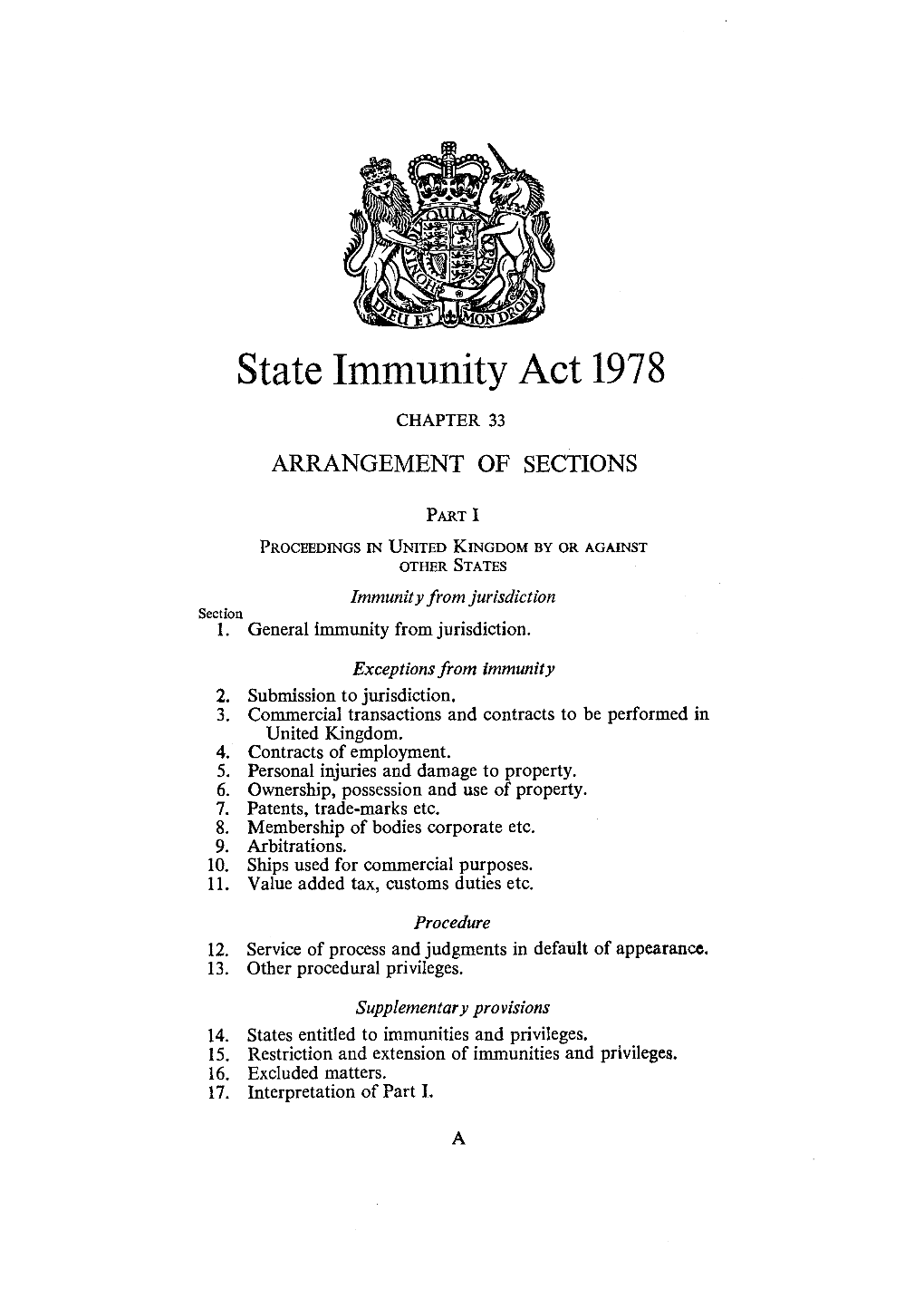 State Immunity Act 1978