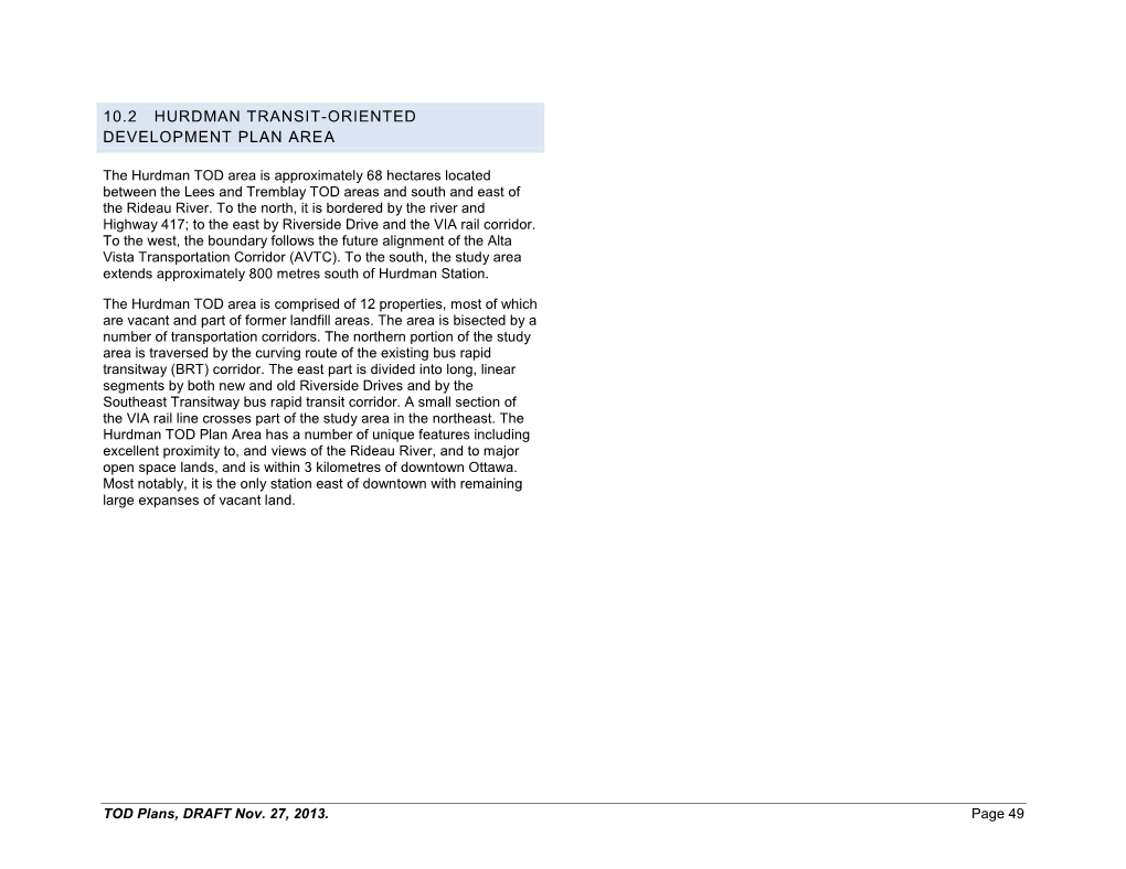 10.2 Hurdman Transit-Oriented Development Plan Area