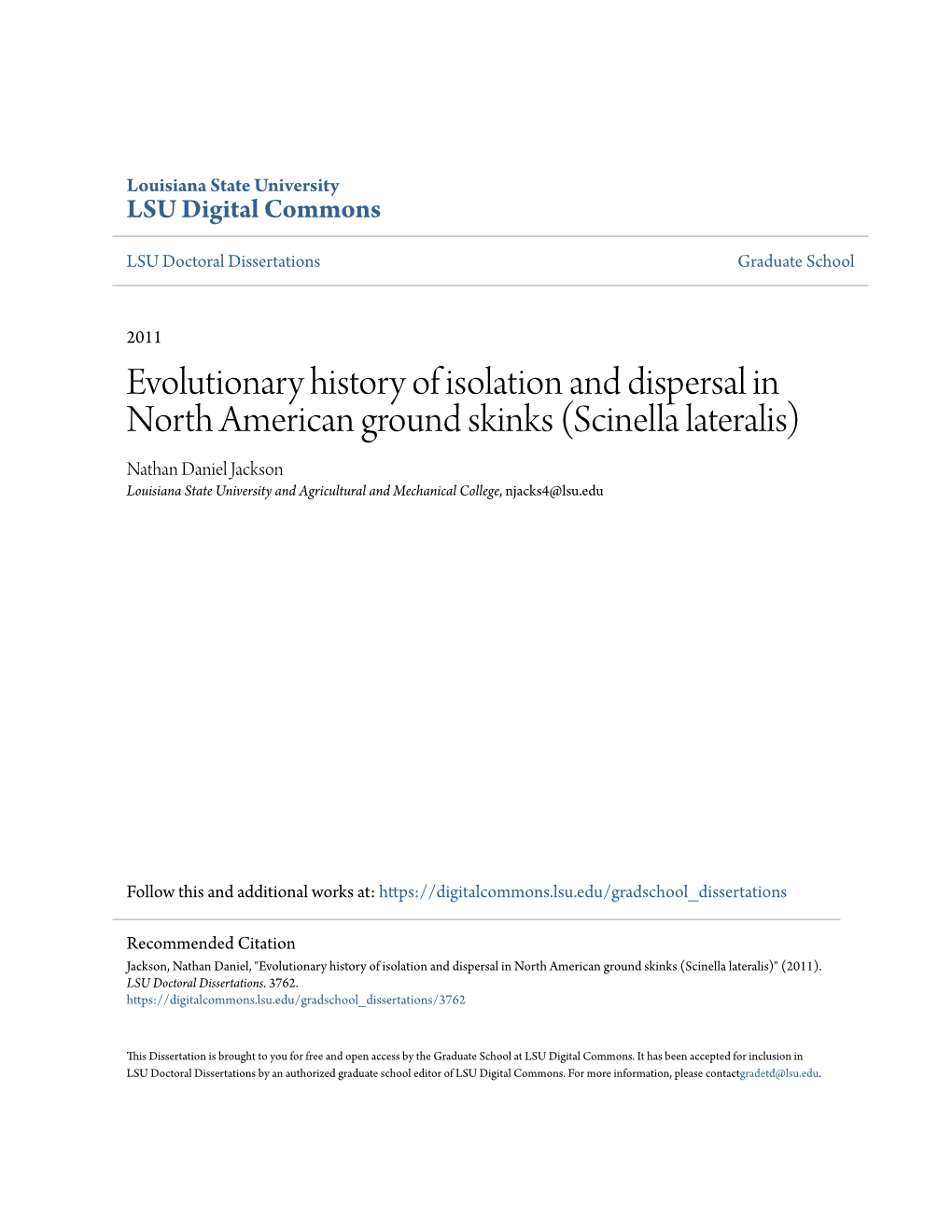 Evolutionary History of Isolation and Dispersal in North American Ground