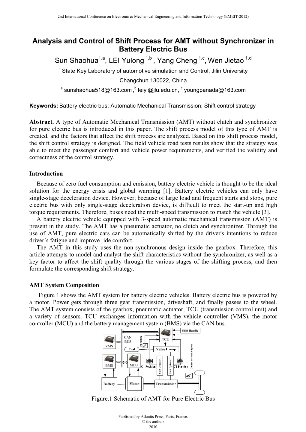 Analysis and Control of Shift Process for AMT Without Synchronizer In