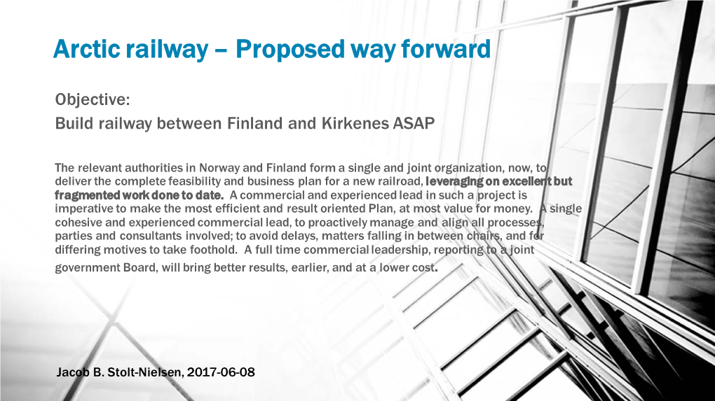 Arctic Railway – Proposed Way Forward