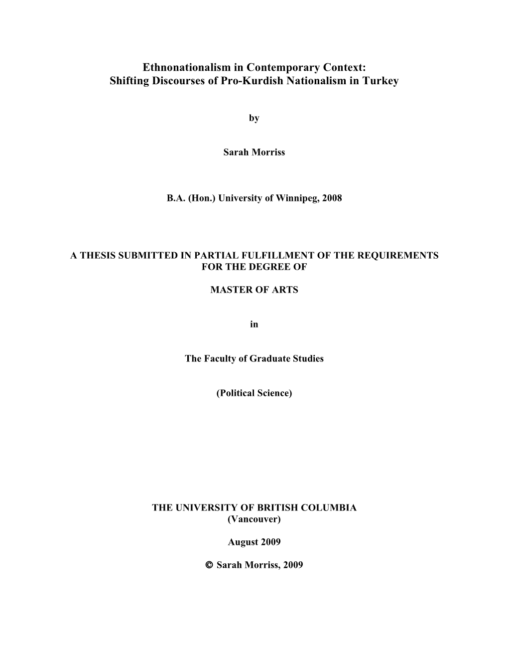 Ethnonationalism in Contemporary Context: Shifting Discourses of Pro-Kurdish Nationalism in Turkey